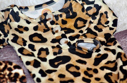 Ultra soft Leopard knotted gown and headband set Baby in Styles