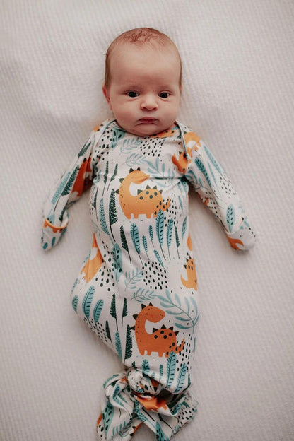 Dinosaur Knotted gown and hat Baby in Styles