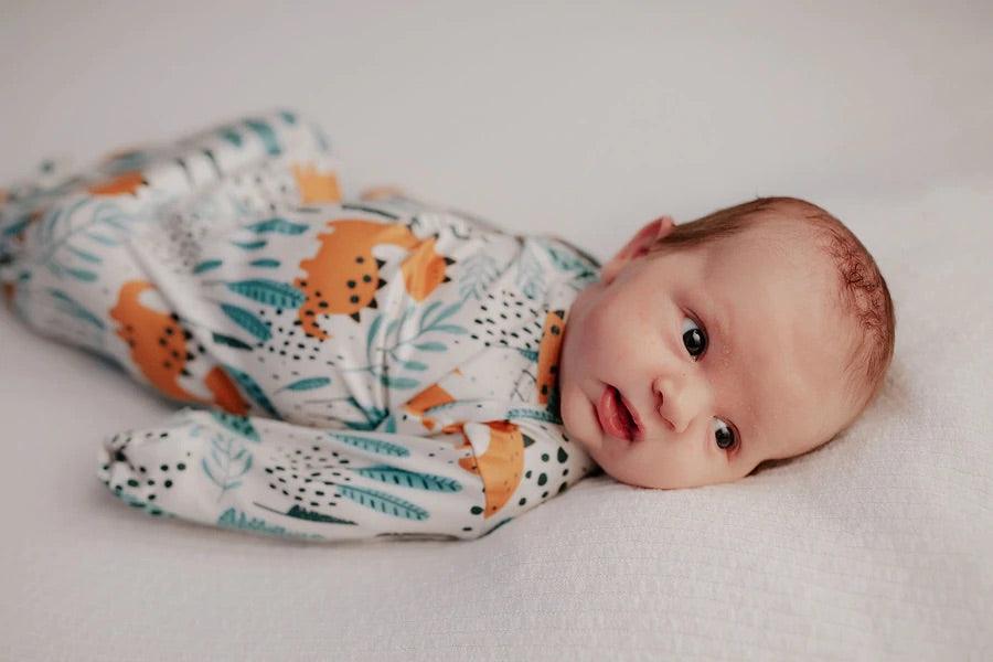 Dinosaur Knotted gown and hat Baby in Styles